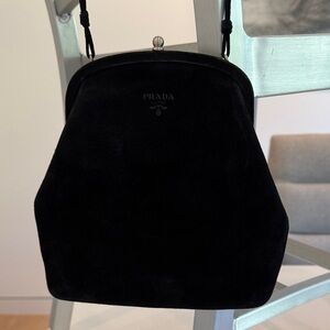 Authentic Vintage Prada Black Velvet Camoscio Mignon Evening Bag